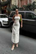 Trisha Sırt Dekolteli Keten Elbise 2496-20 ELBİSE resmi